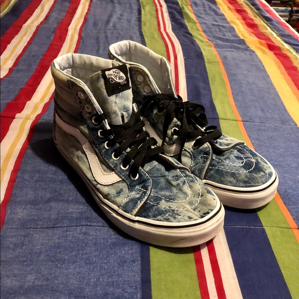 denim acid wash hi top vans